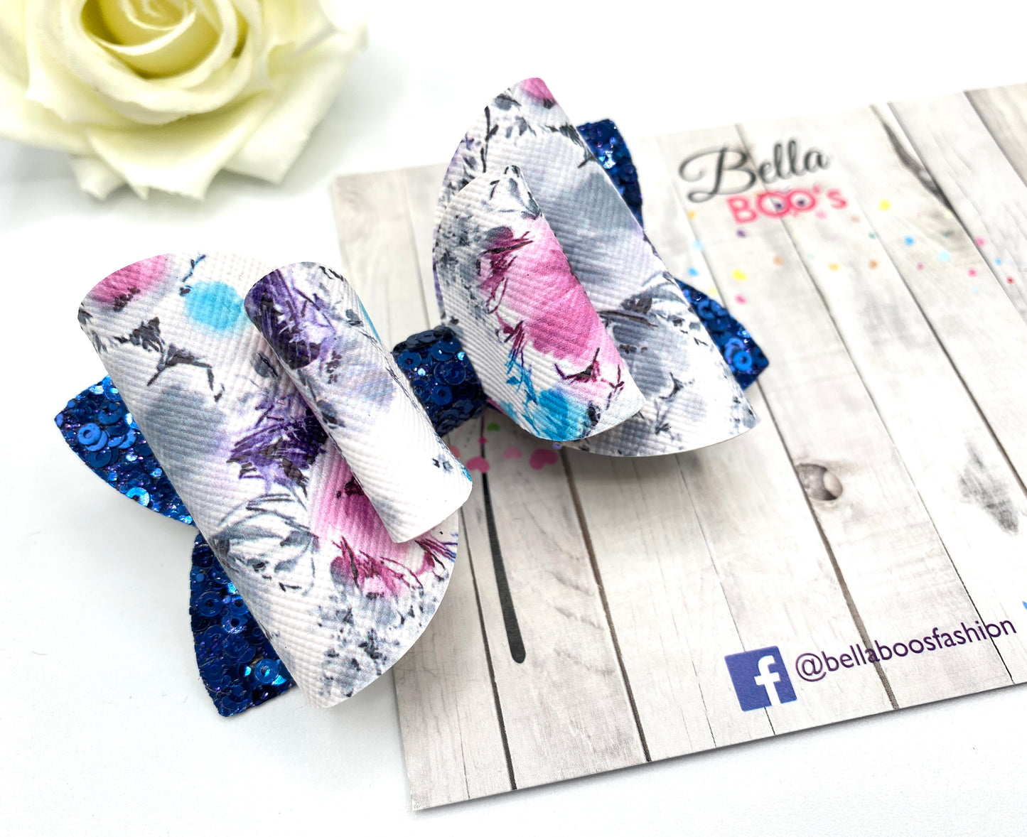 Load image into Gallery viewer, Inky Floral Hair Bow
