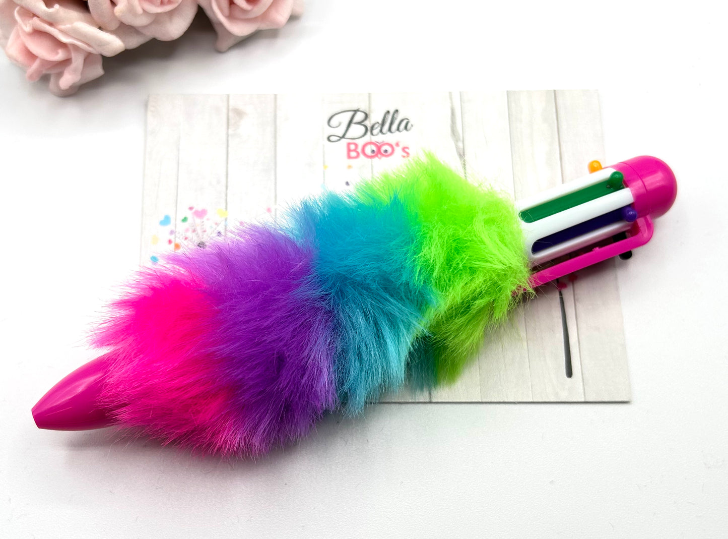 Fluffy Rainbow Multi Coloured Pen