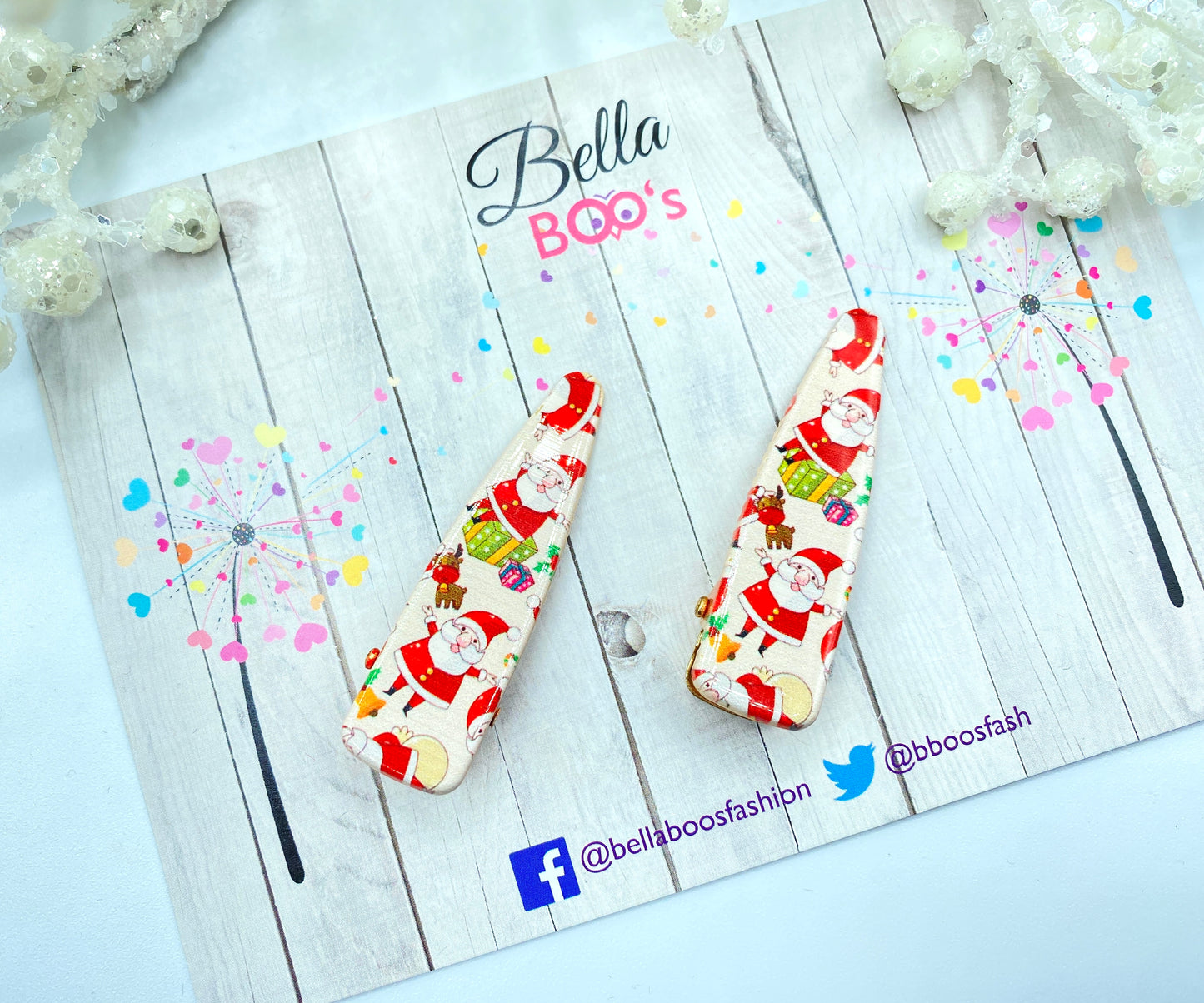 Happy Santa Hair Clip Set Of 2