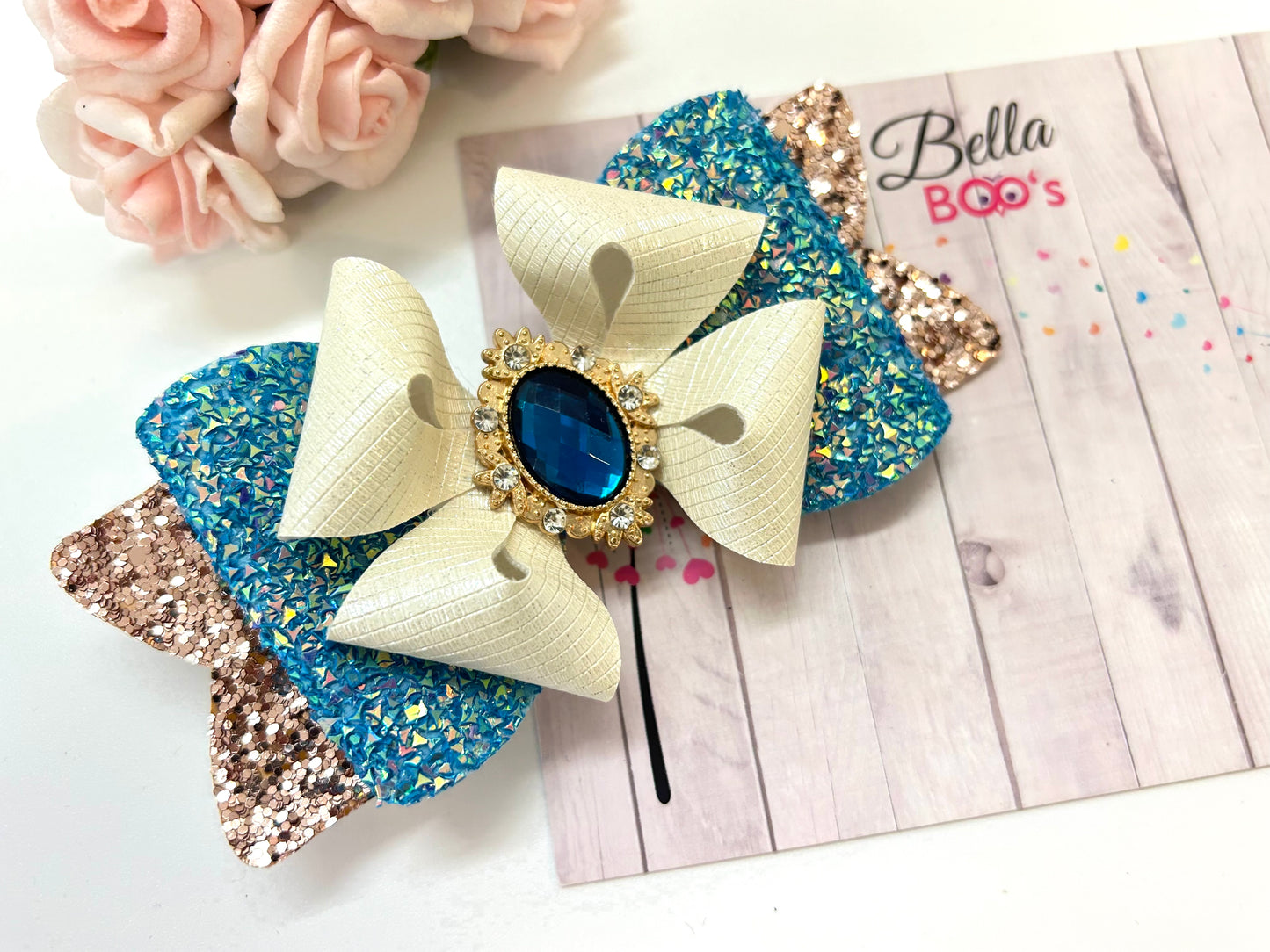 Load image into Gallery viewer, Deluxe Hair Bow - Turquoise Dream
