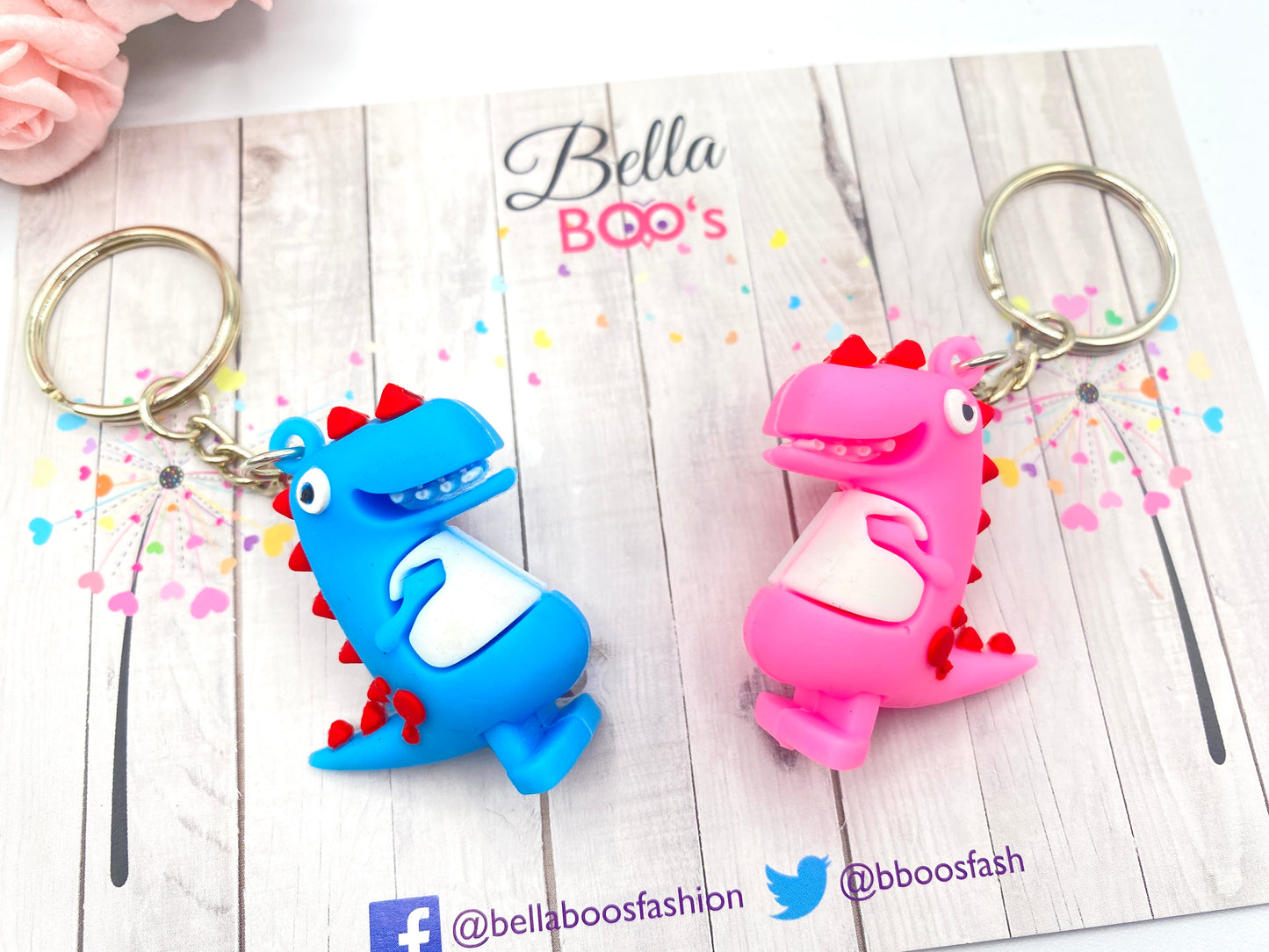 Dinky Dino Key Chain- Pink Or Blue