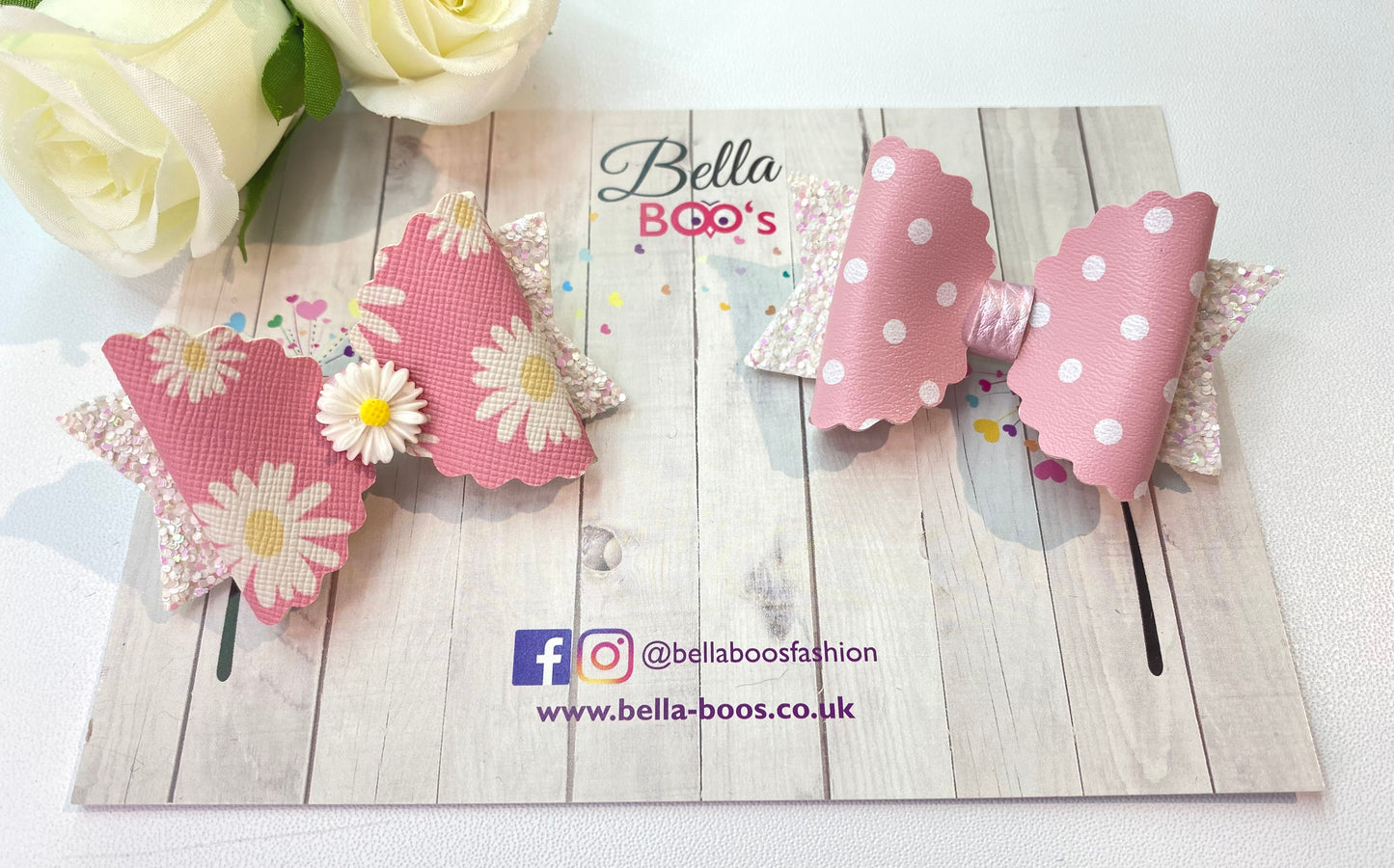 Bella Hair Bow Set - Pink Daisy