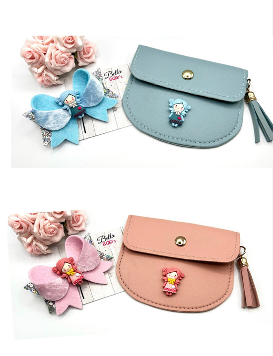 Load image into Gallery viewer, Mia Purse &amp;amp; Hair Bow Set - Pink Or Blue
