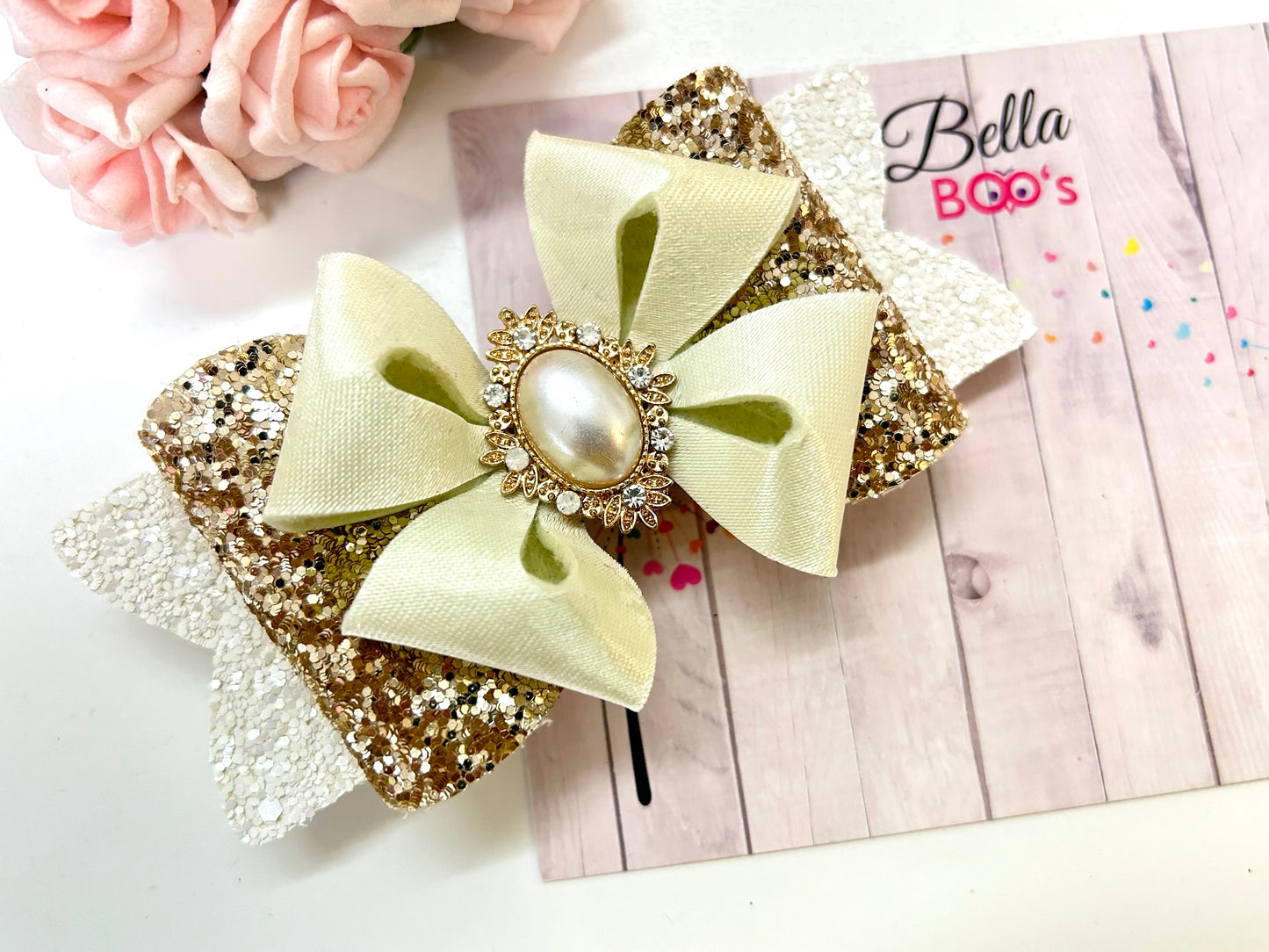 Deluxe Hair Bow - Pearl