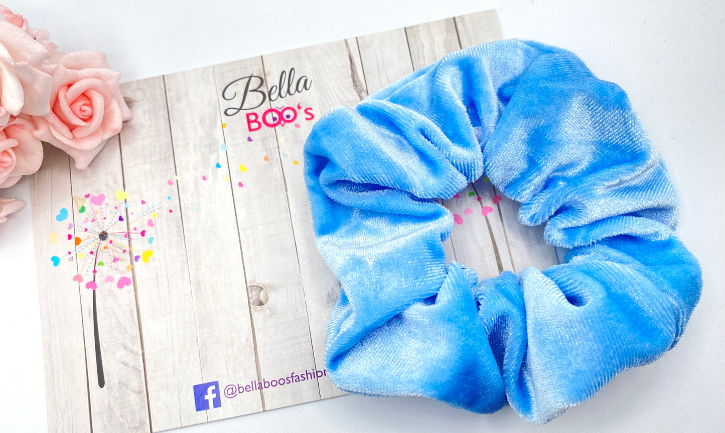 Load image into Gallery viewer, Hair Scrunchie - Baby Blue Velour
