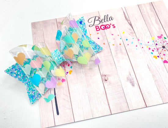 Load image into Gallery viewer, Transparent Pastel Love Heart Hair Bow
