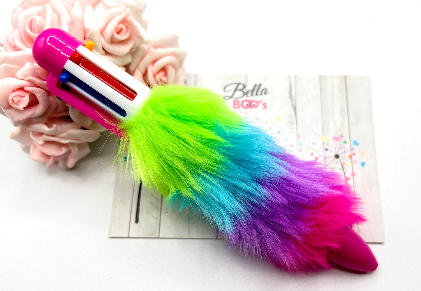 Fluffy Rainbow Multi Coloured Pen