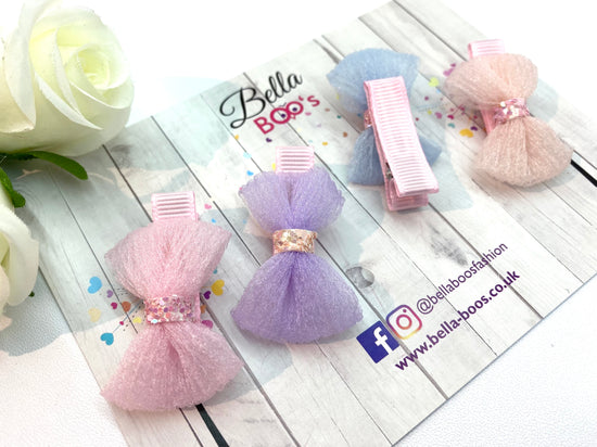 Load image into Gallery viewer, Dainty Tulle Hair Bow Set Of 4
