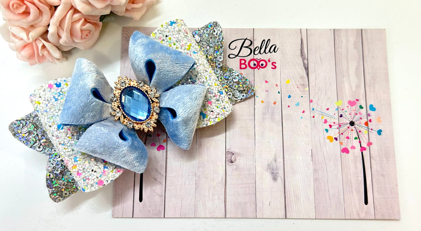 Load image into Gallery viewer, Deluxe Hair Bow - Baby Blue Twinkle
